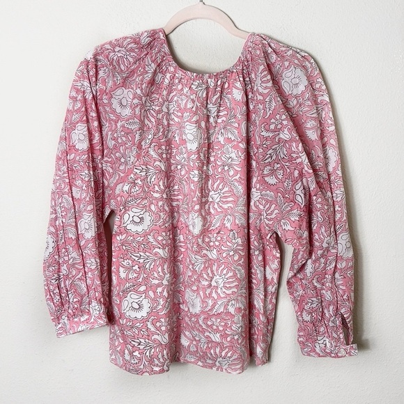 Emerson Fry India Collection Frances Blouse - Devina Flowers Pink Organic sz S - Picture 6 of 11